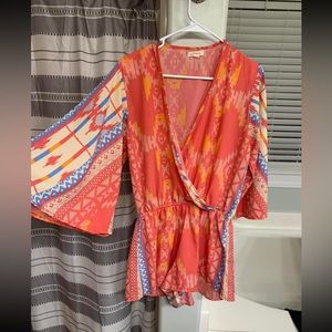 Size L pink tribal print romper